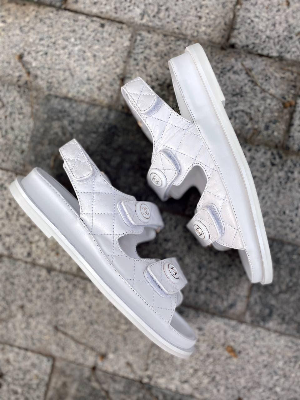 Chanel Sandals White Leather 2