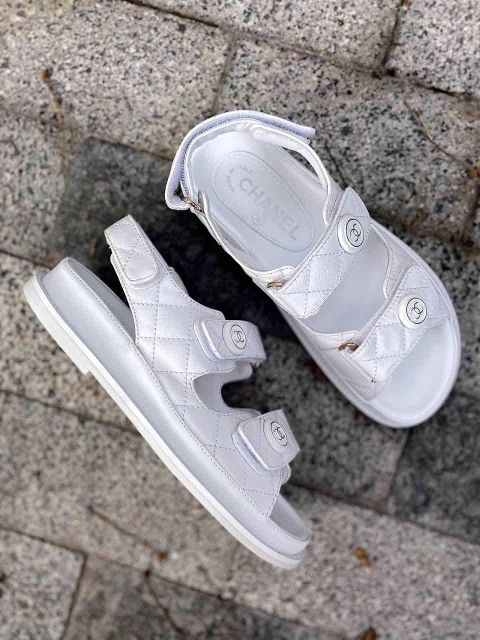 Chanel Sandals White Leather 2