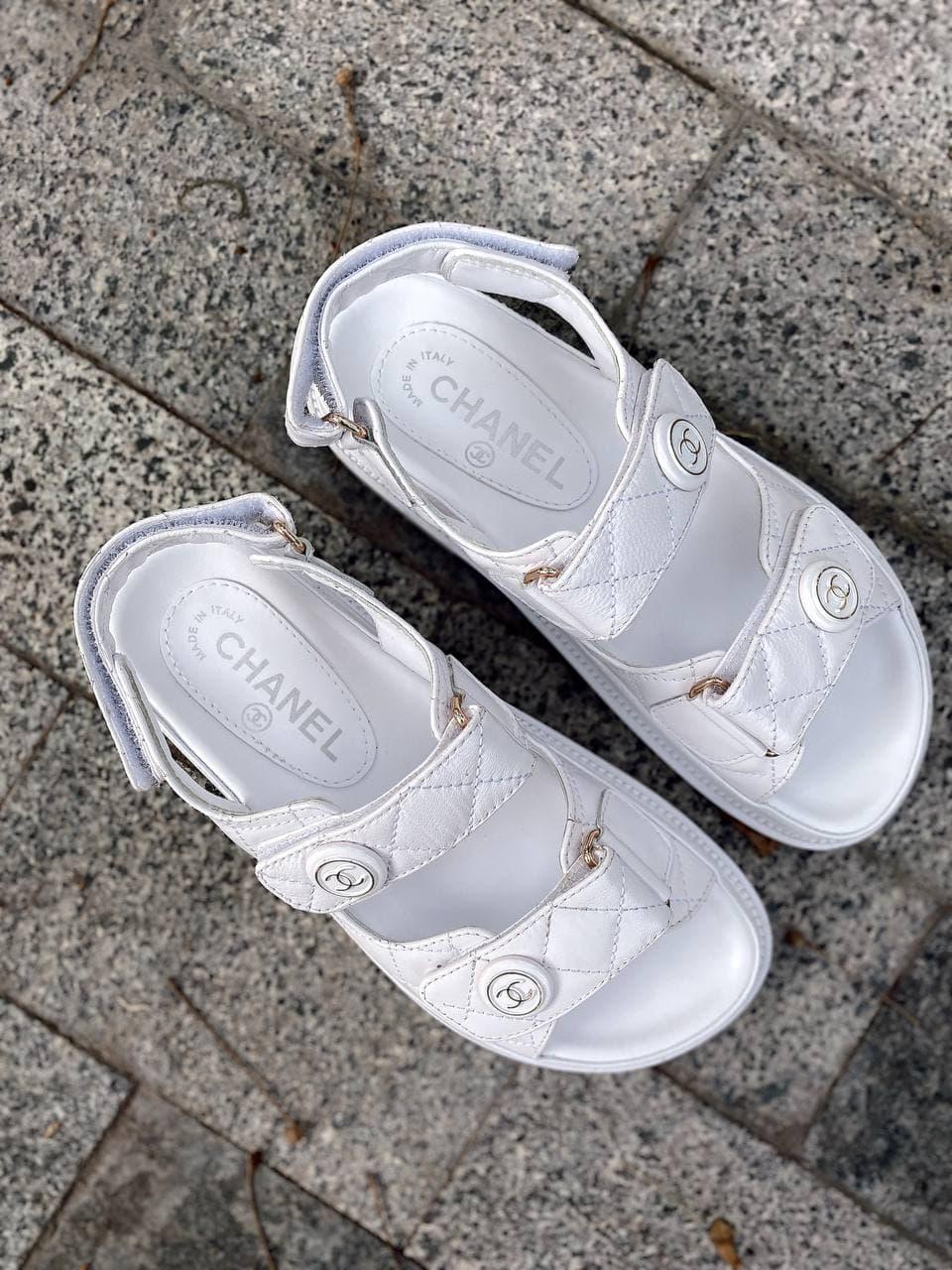 Chanel Sandals White Leather 2