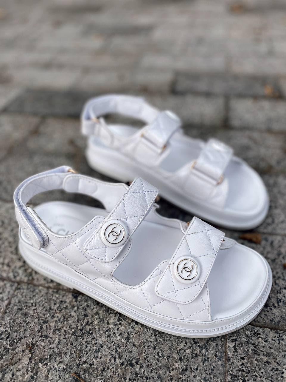 Chanel Sandals White Leather 2