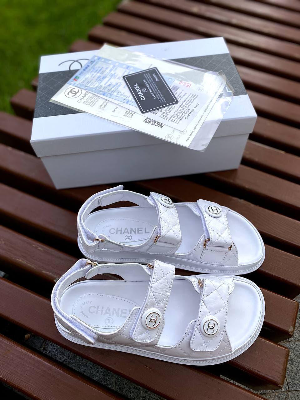 Chanel Sandals White Leather 2