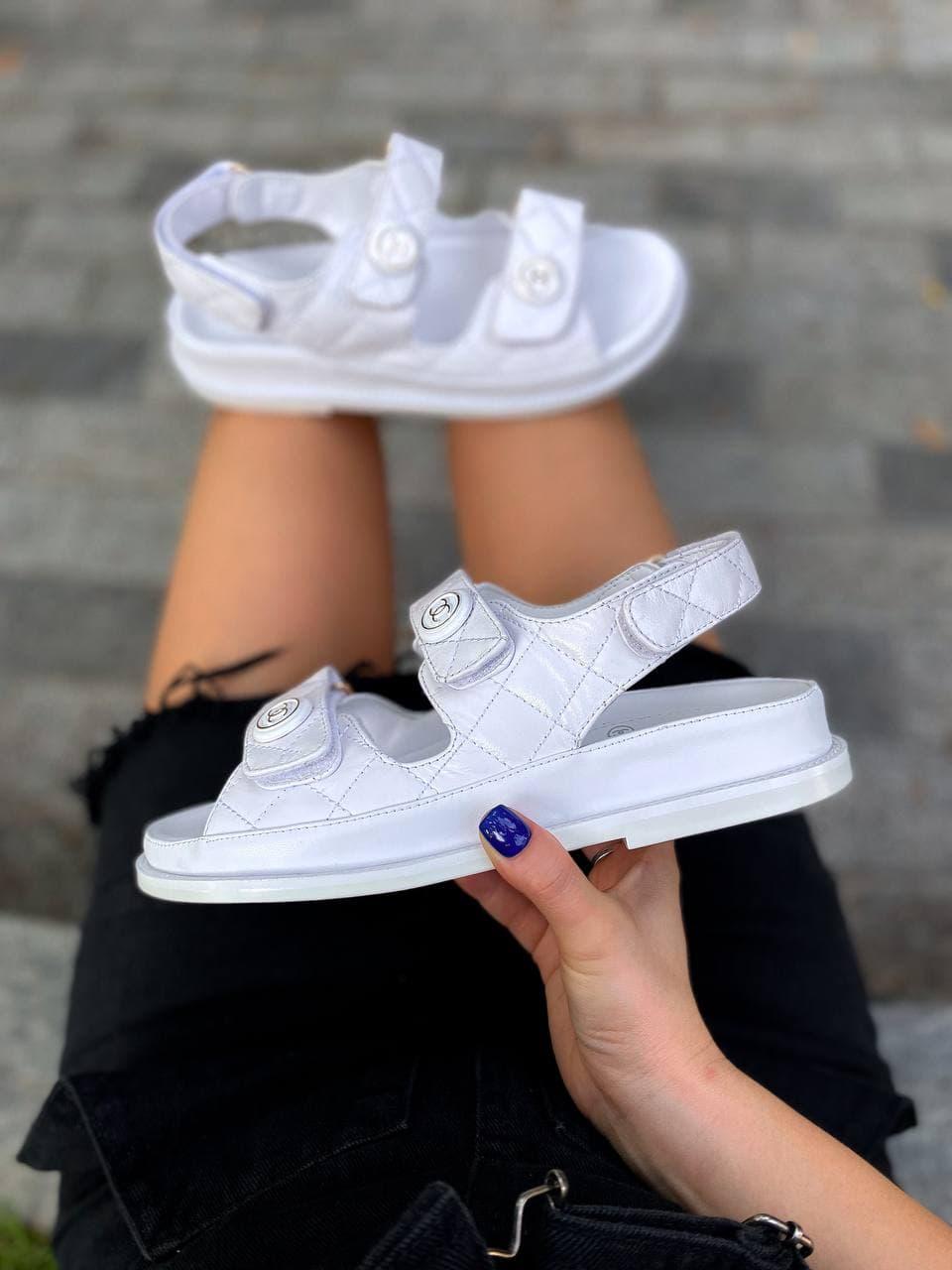 Chanel Sandals White Leather 2