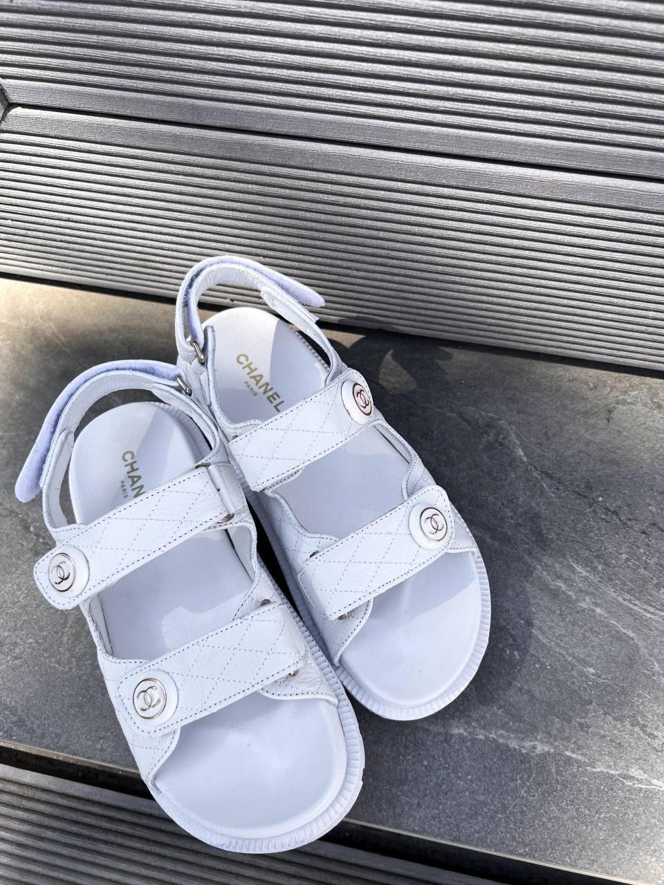 Chanel Sandals White Leather 2