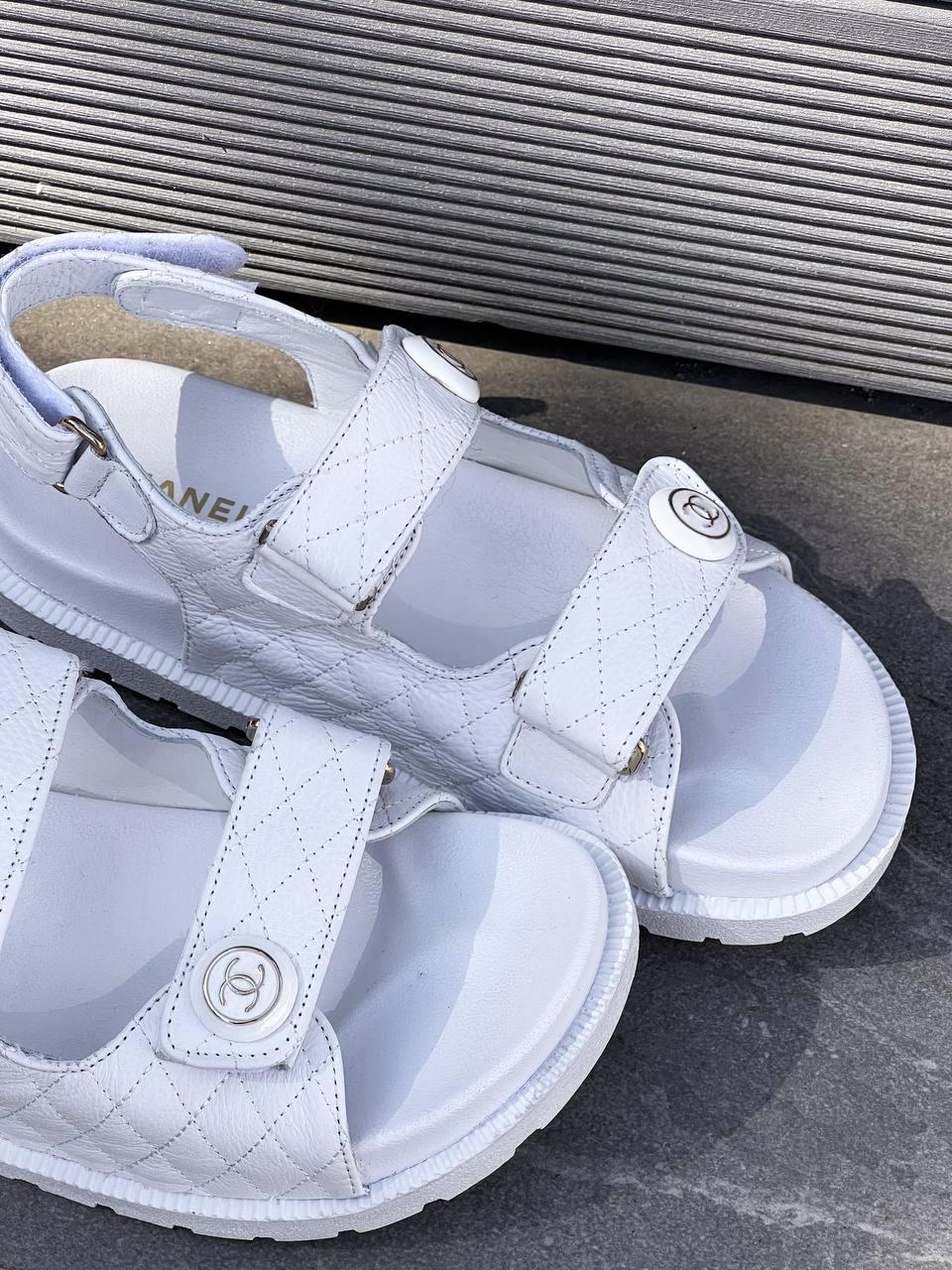Chanel Sandals White Leather 2