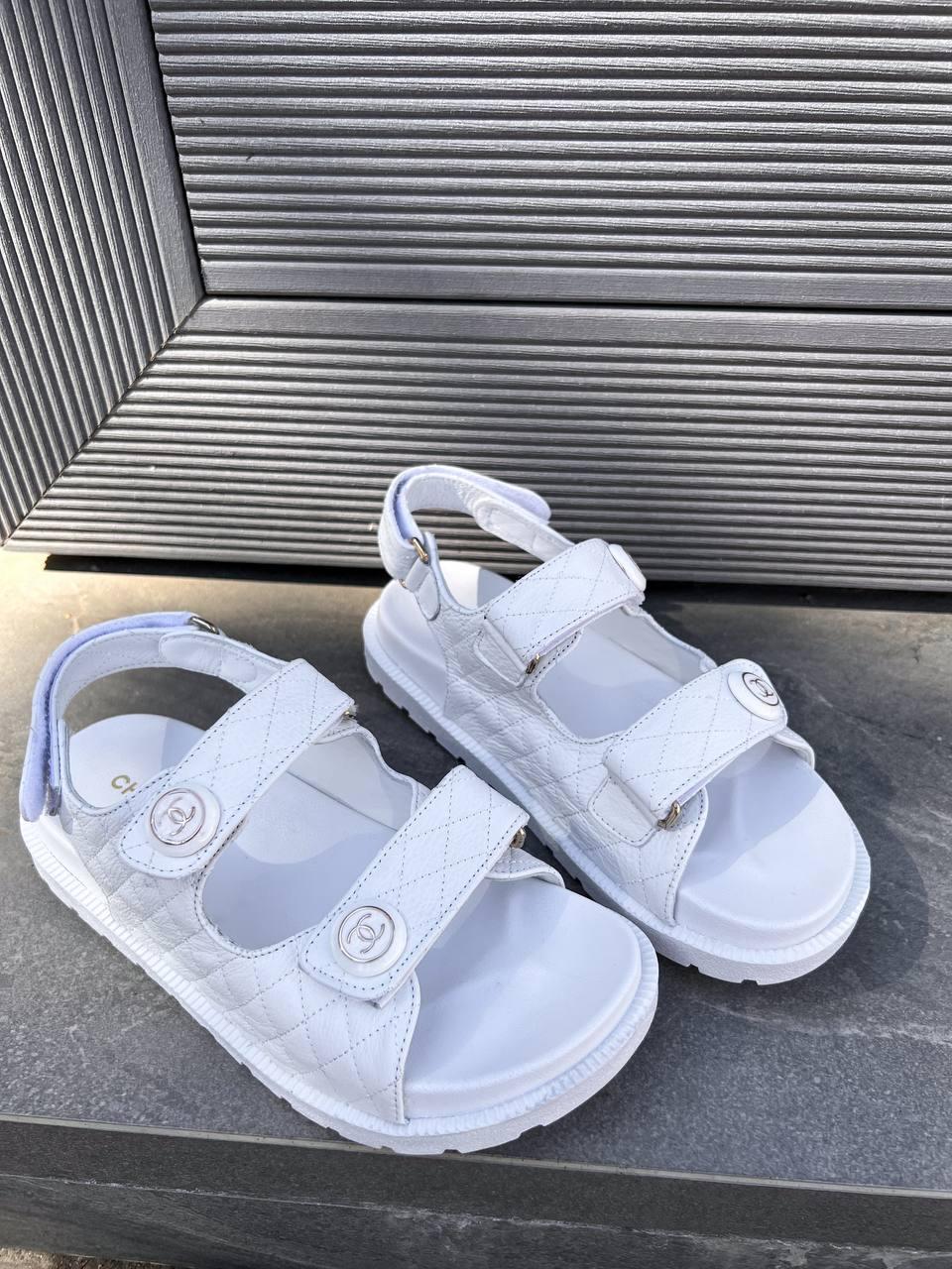 Chanel Sandals White Leather 2