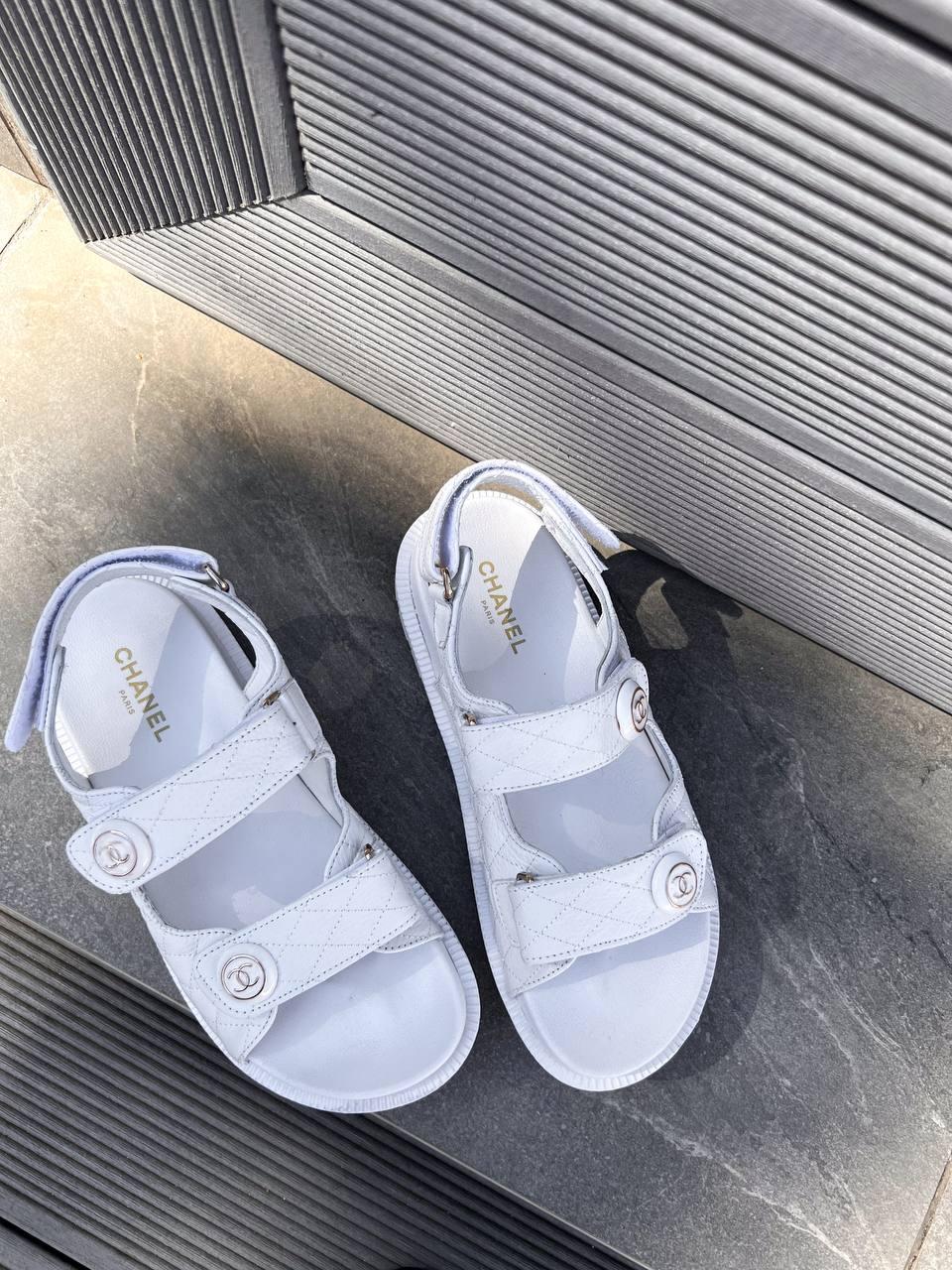 Chanel Sandals White Leather 2