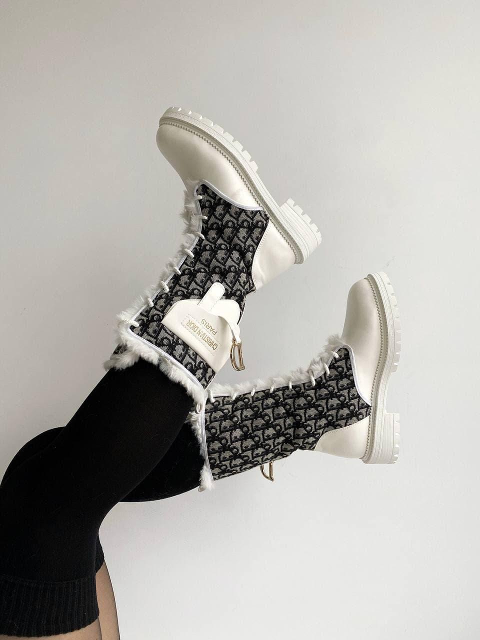 Dior Boot White Black Fur