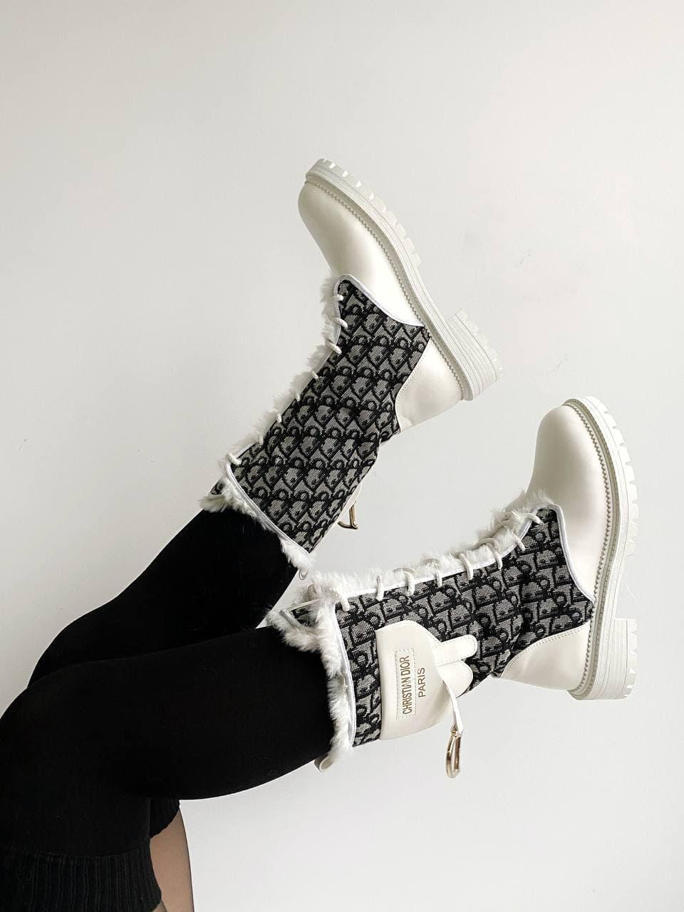 Dior Boot White Black Fur