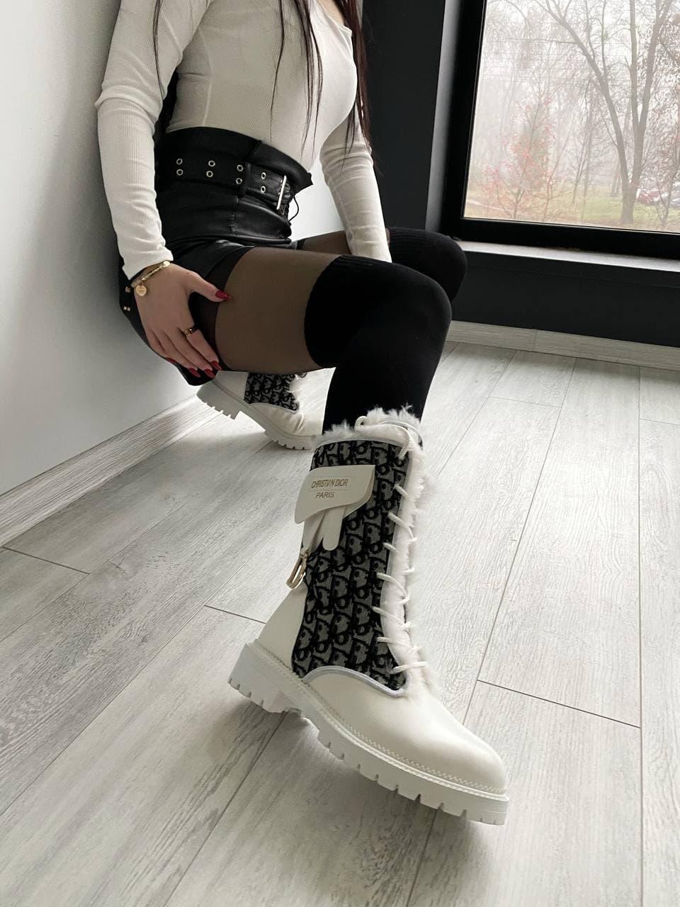 Dior Boot White Black Fur