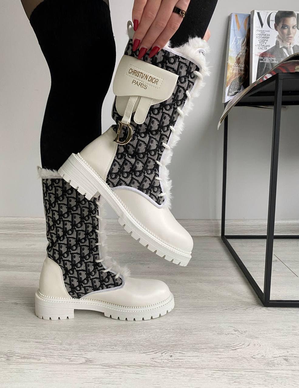 Dior Boot White Black Fur