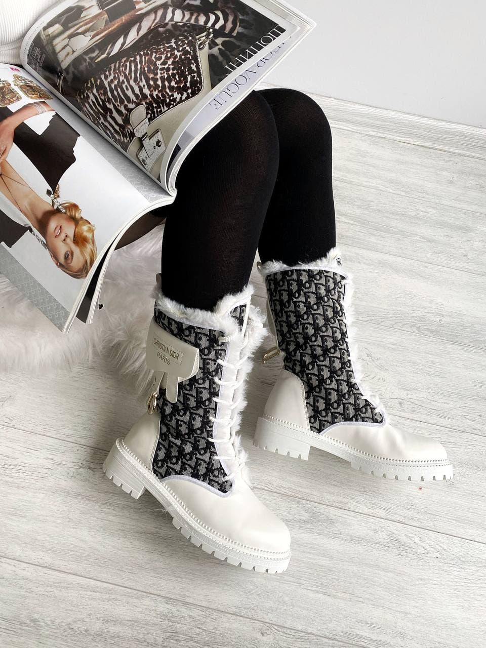 Dior Boot White Black Fur