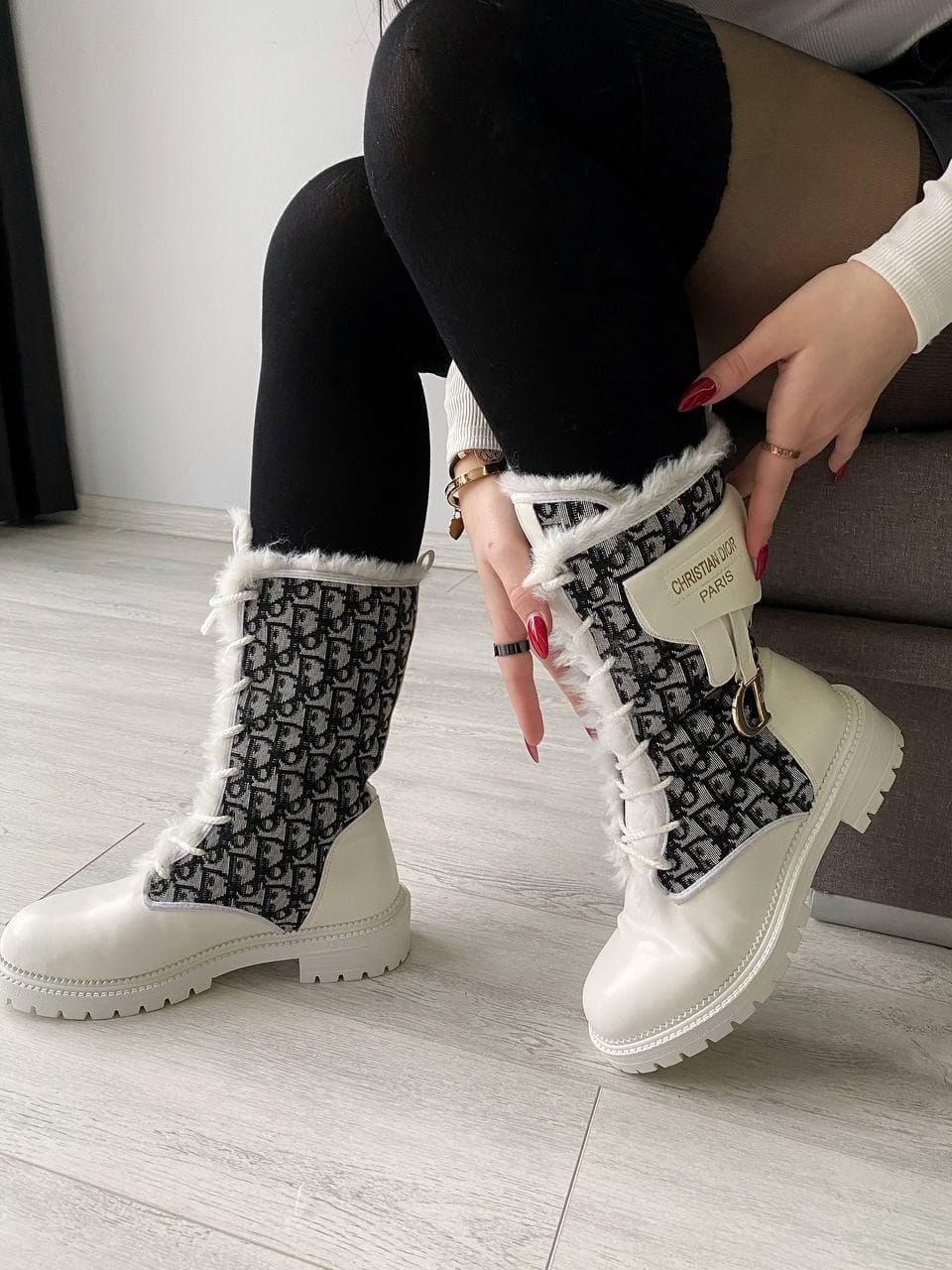 Dior Boot White Black Fur