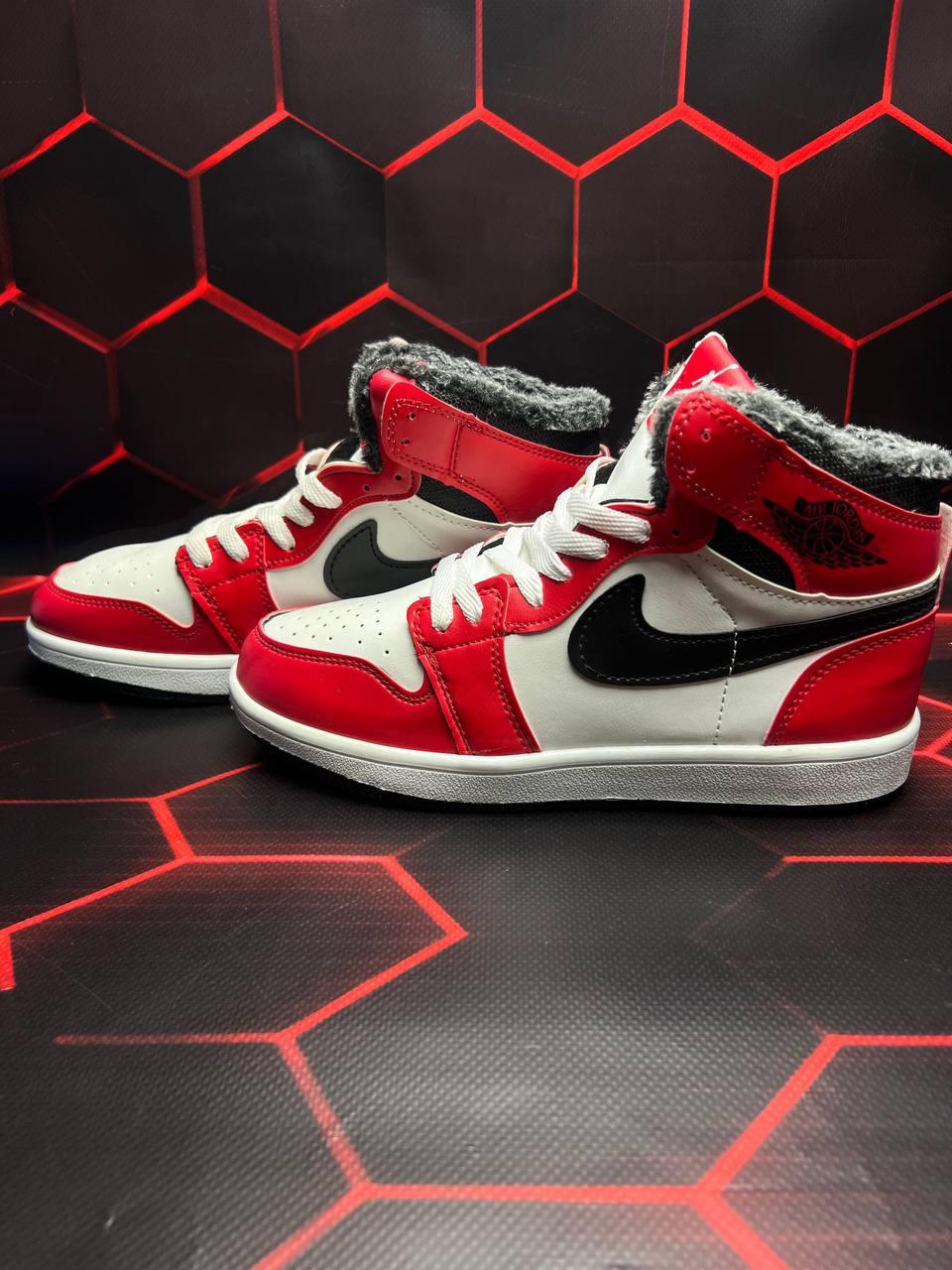 Nike Jordan 1 Retro Red White Black Fur
