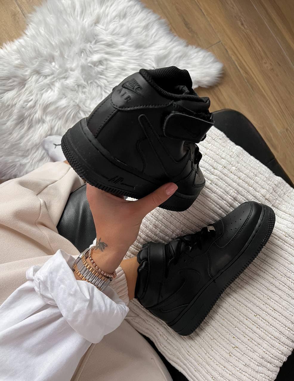 Nike AF1 High Black (Цигейка)