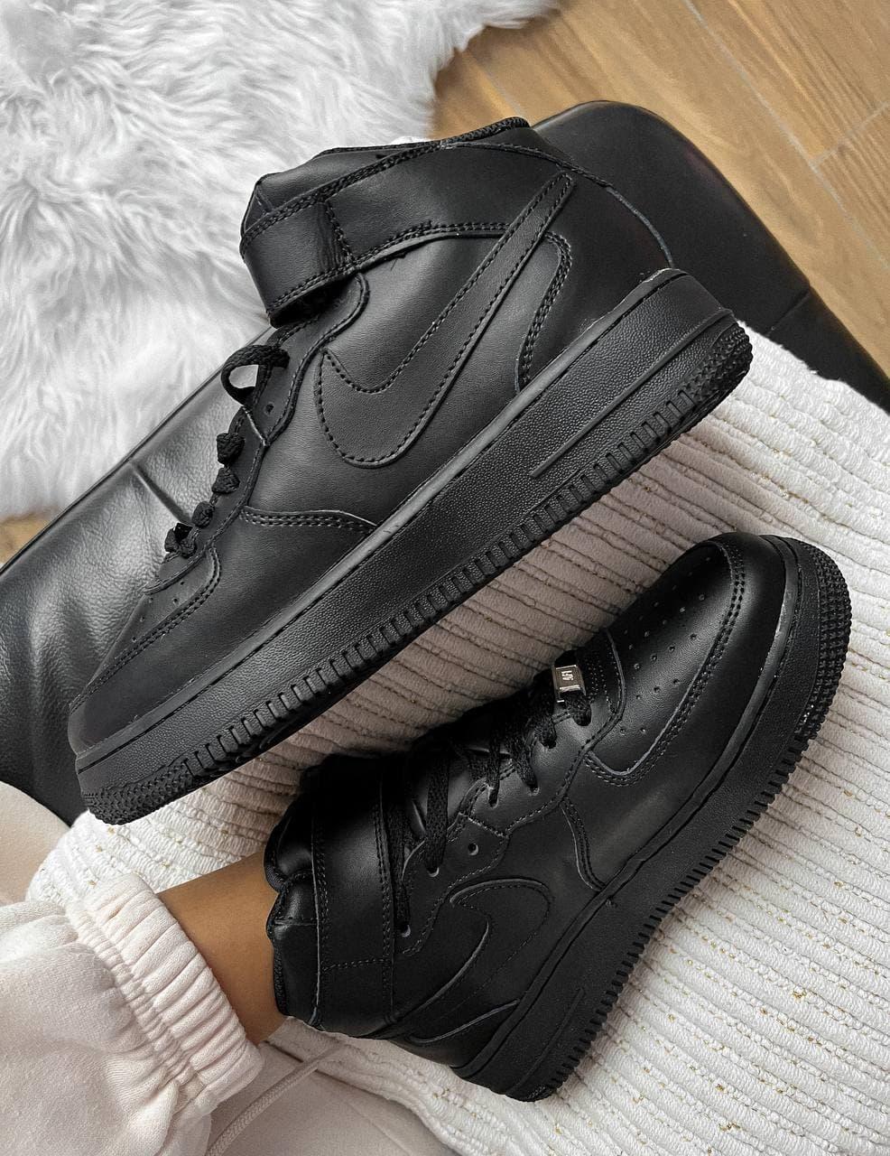 Nike AF1 High Black (Цигейка)
