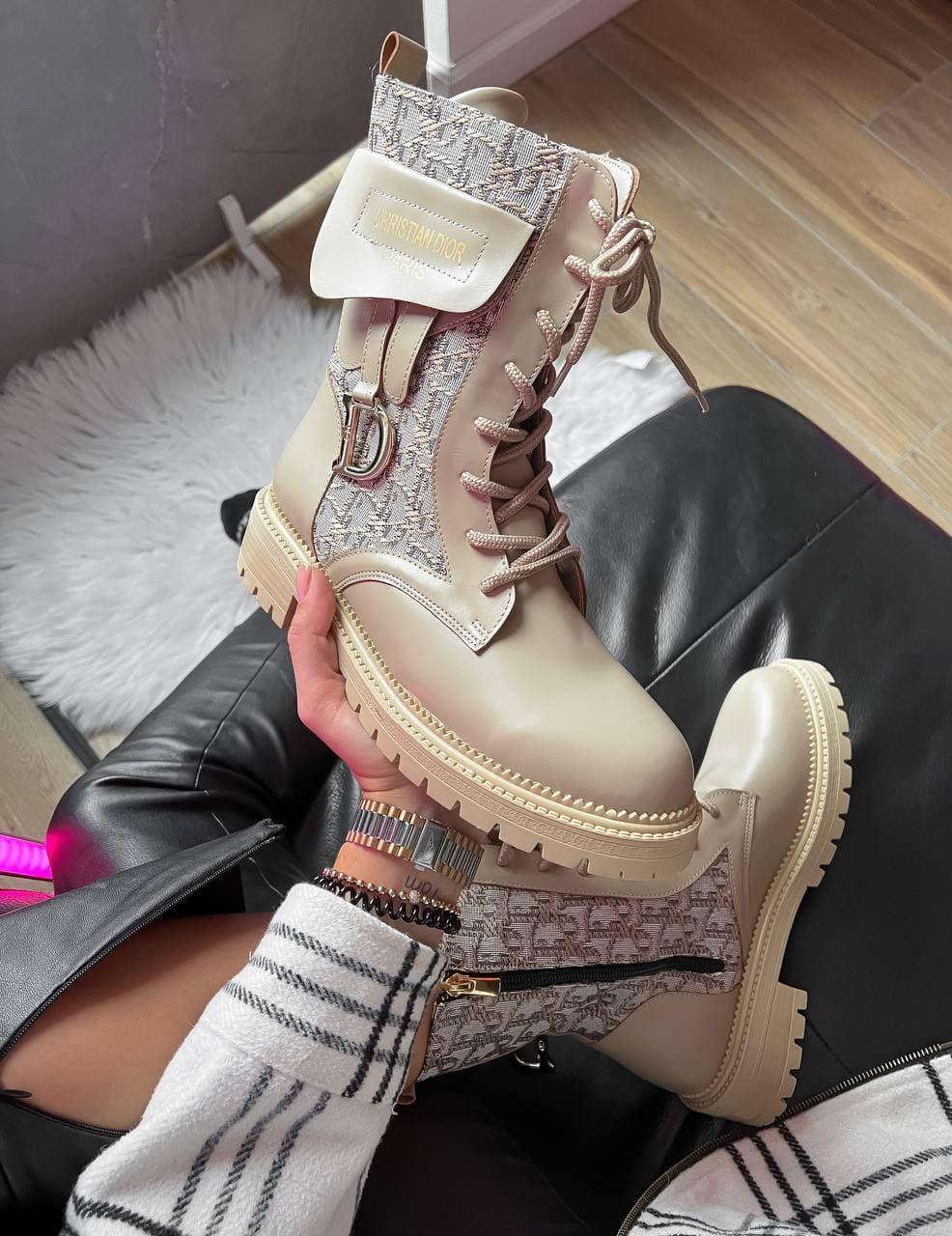 Dior Boots Cream Print