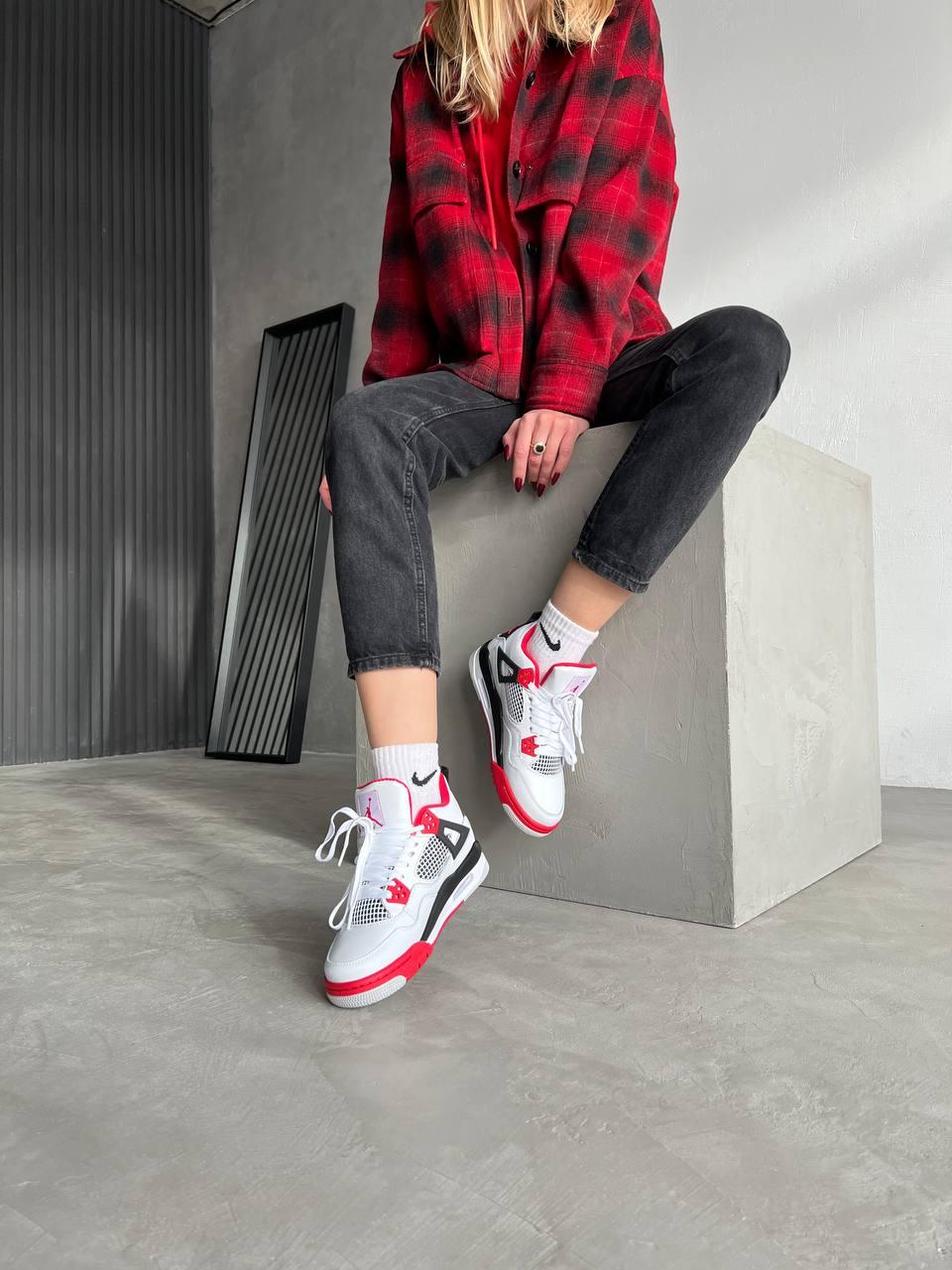 Nike Air Jordan Retro 4 White Red Grey