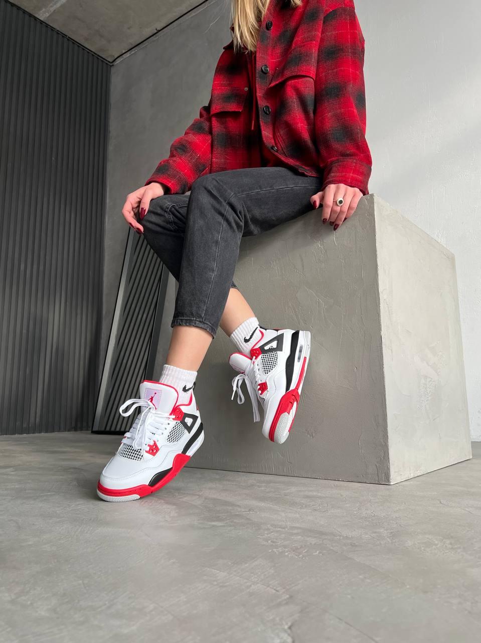 Nike Air Jordan Retro 4 White Red Grey