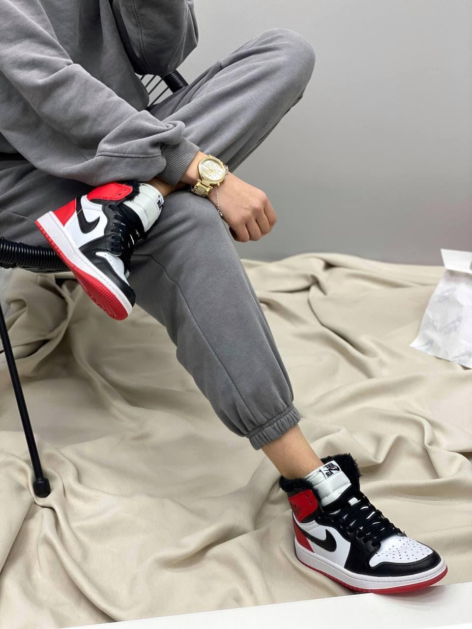 Nike Air Jordan Retro High Red Black White Fur