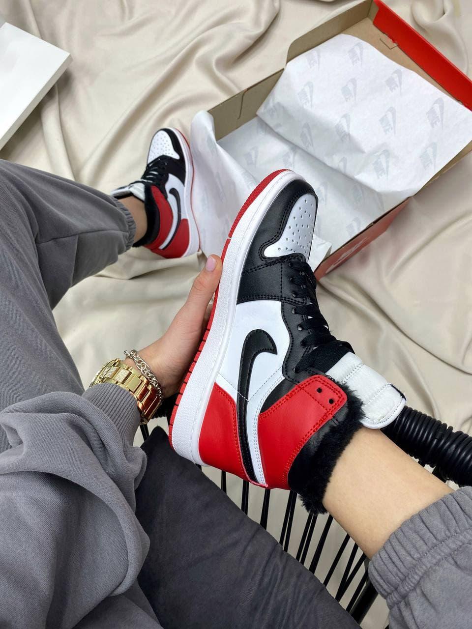 Nike Air Jordan Retro High Red Black White Fur