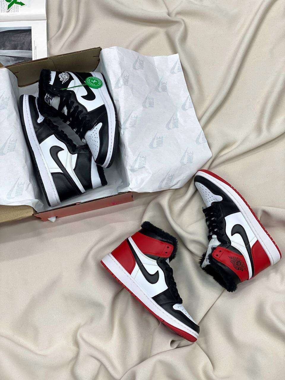 Nike Air Jordan Retro High Red Black White Fur