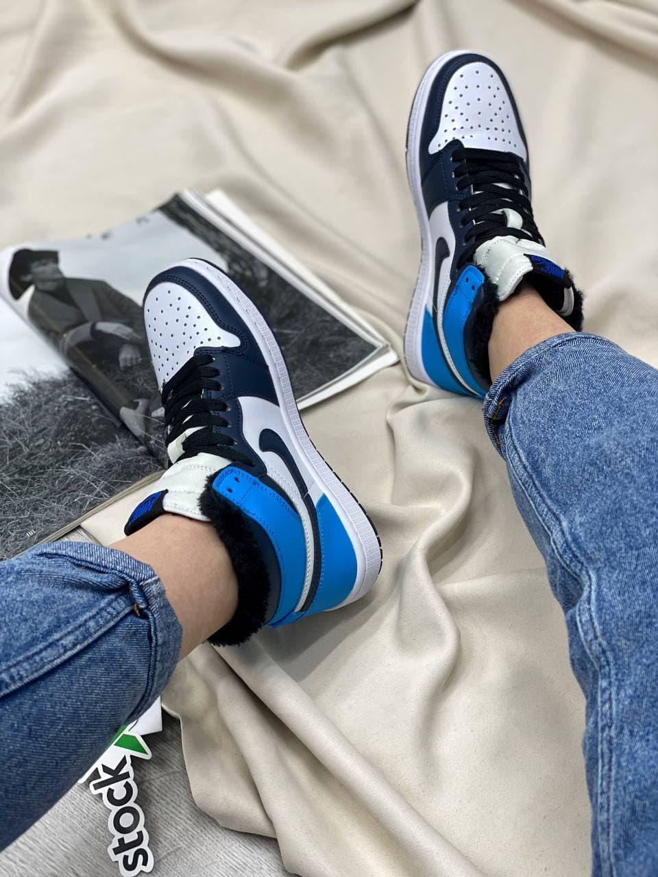 Nike Air Jordan 1 Retro High Blue White Fur