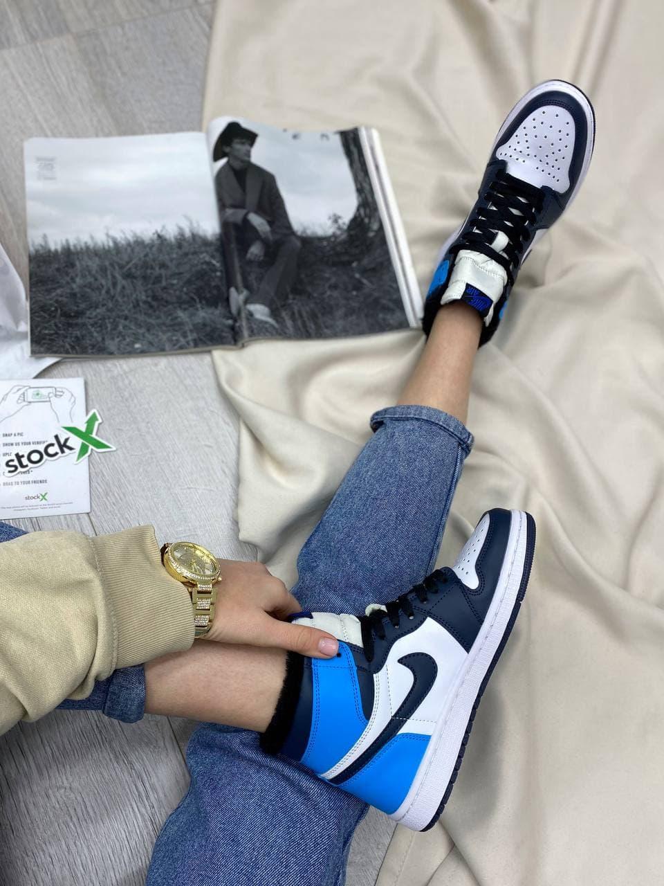 Nike Air Jordan 1 Retro High Blue White Fur