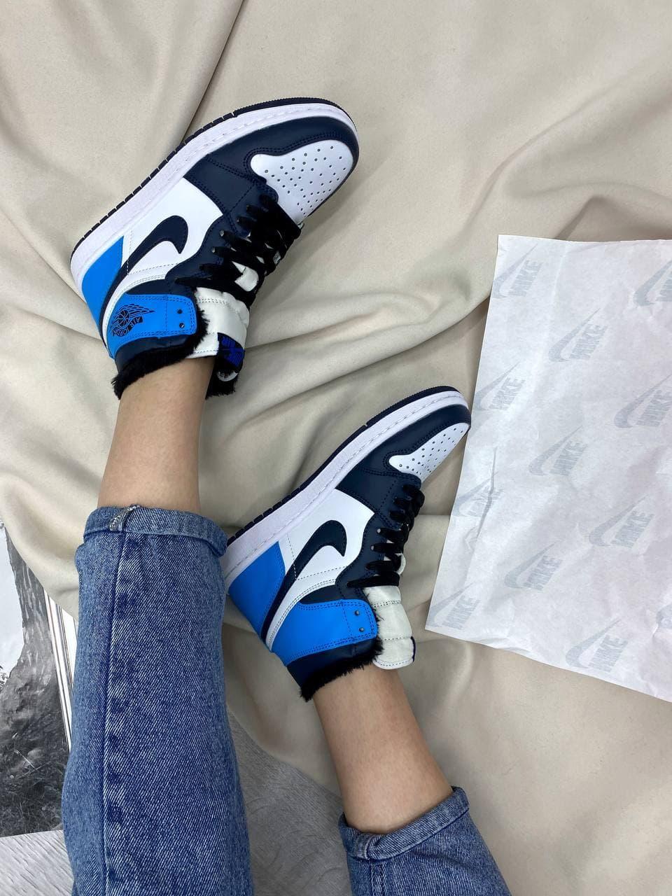 Nike Air Jordan 1 Retro High Blue White Fur