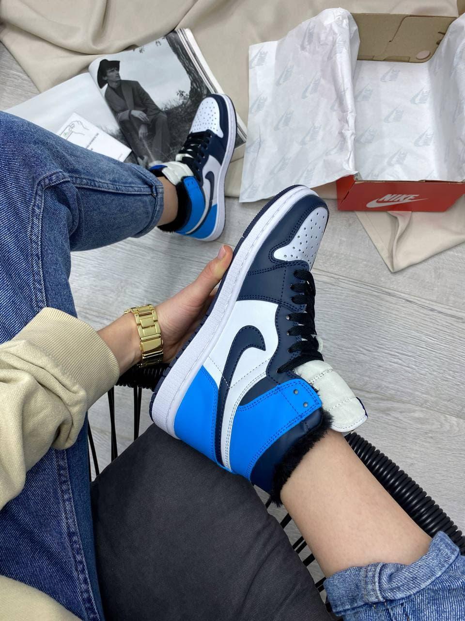 Nike Air Jordan 1 Retro High Blue White Fur