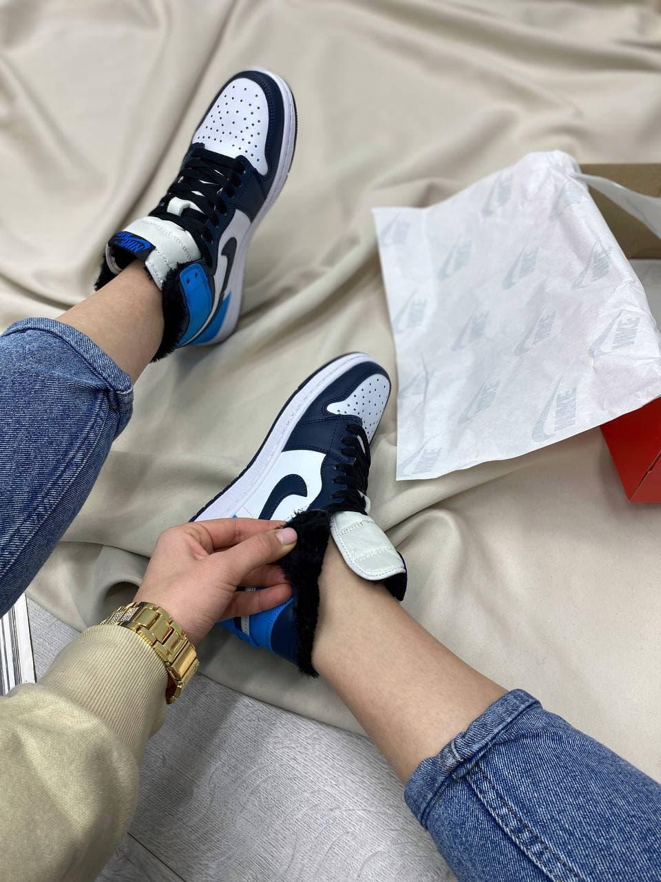 Nike Air Jordan 1 Retro High Blue White Fur