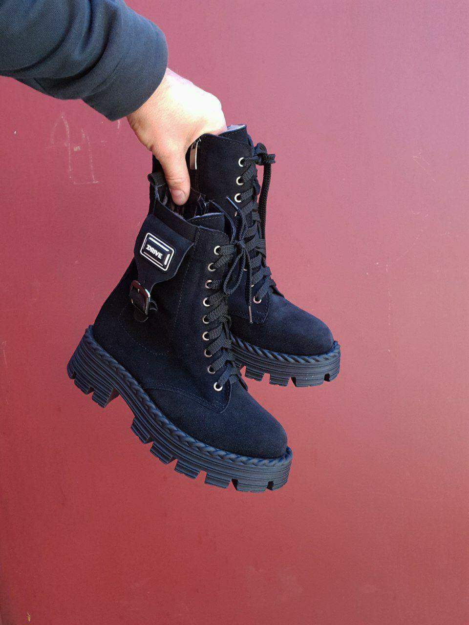 Boots Winter Suede Leather Black
