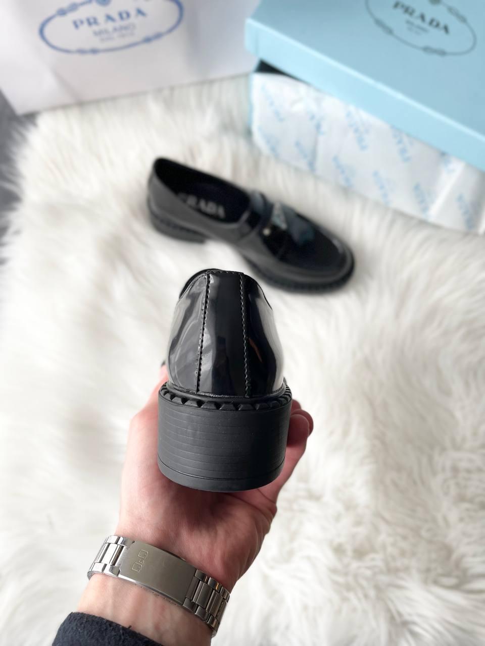Prada Black Brushed Leather Loafers