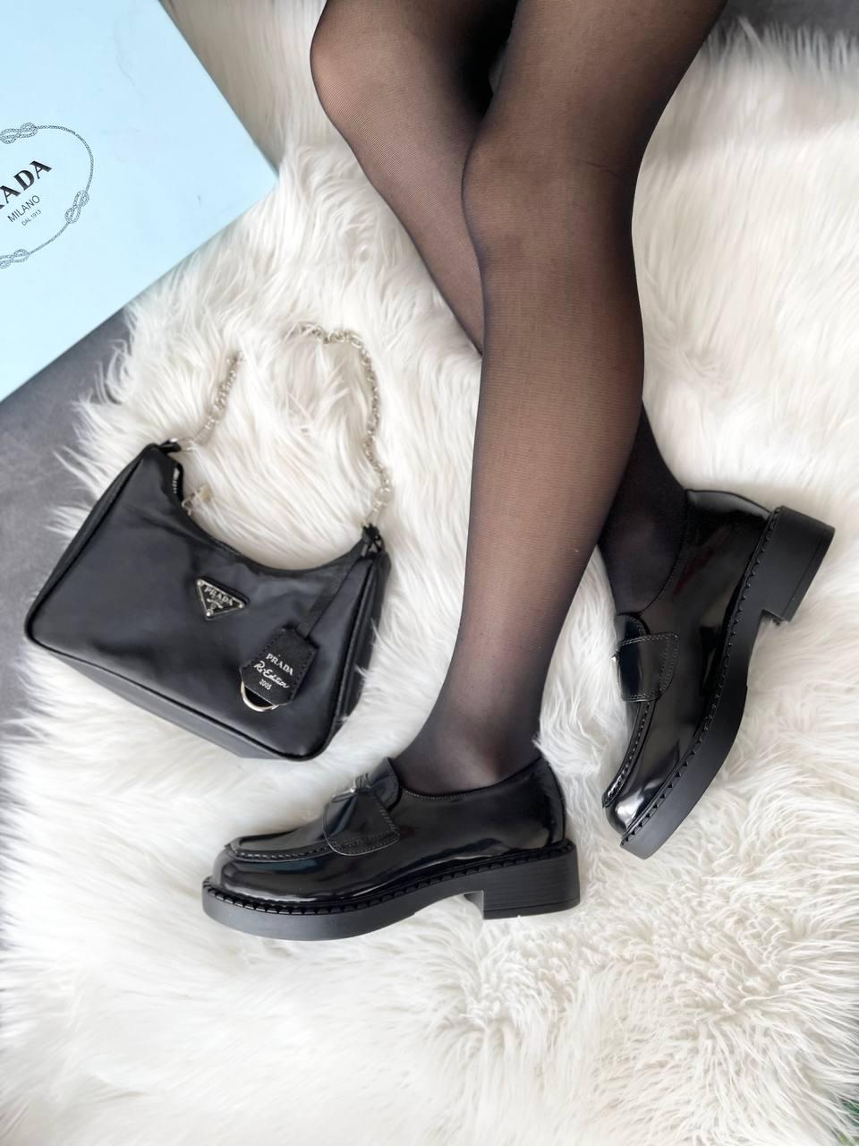 Prada Black Brushed Leather Loafers