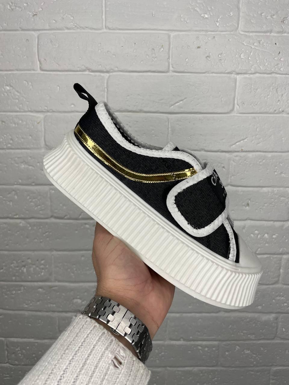 Chanel Low Platform Black White