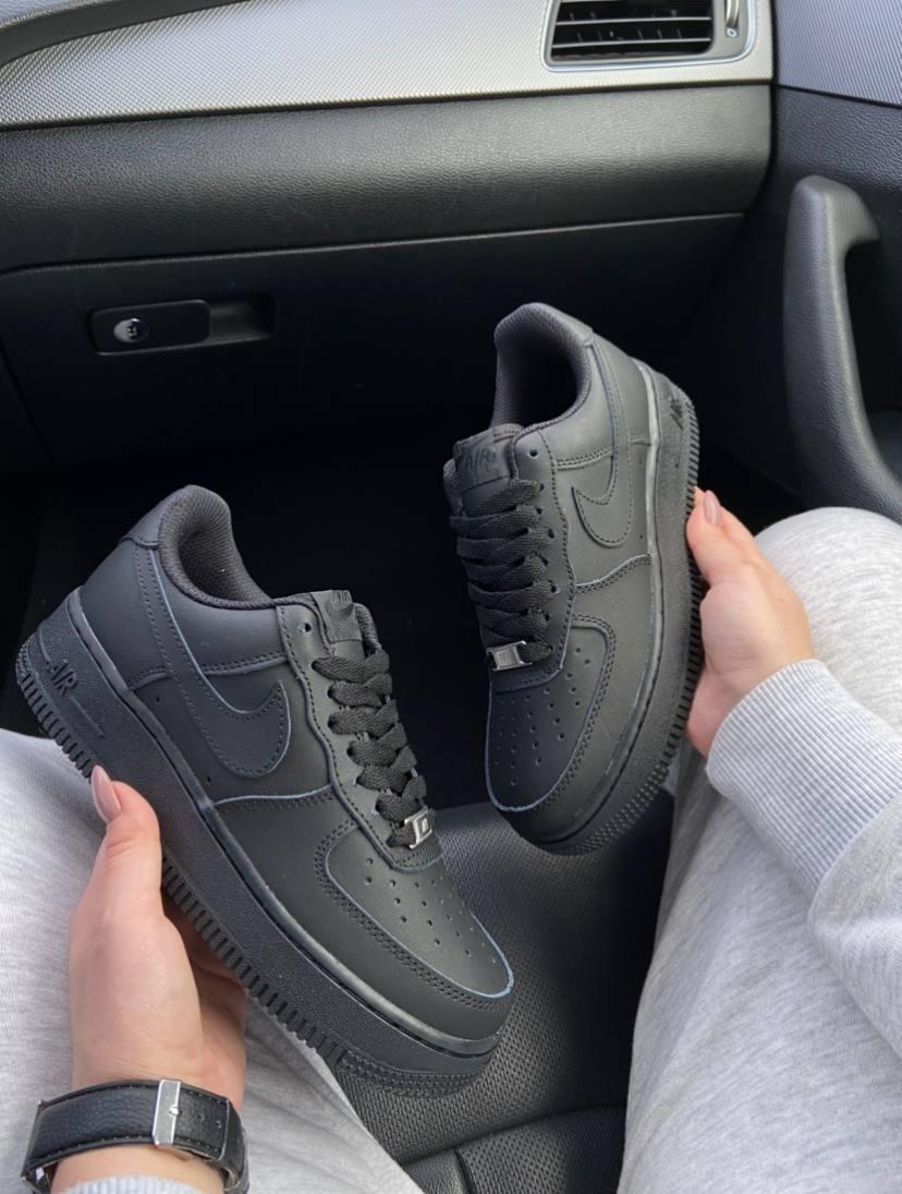 Nike Air Force 1 Classic Black (Матова шкіра)