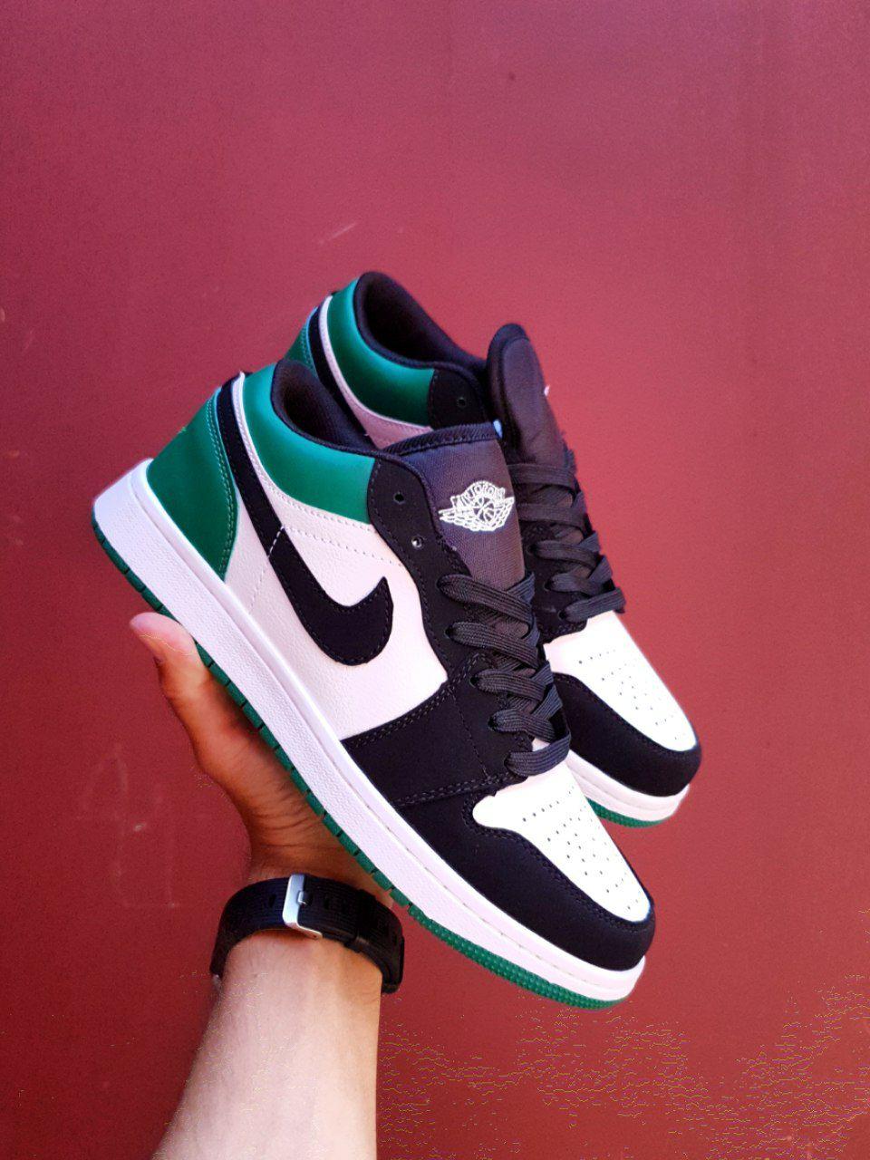 Nike Air Jordan Retro 1 Low Black White Green