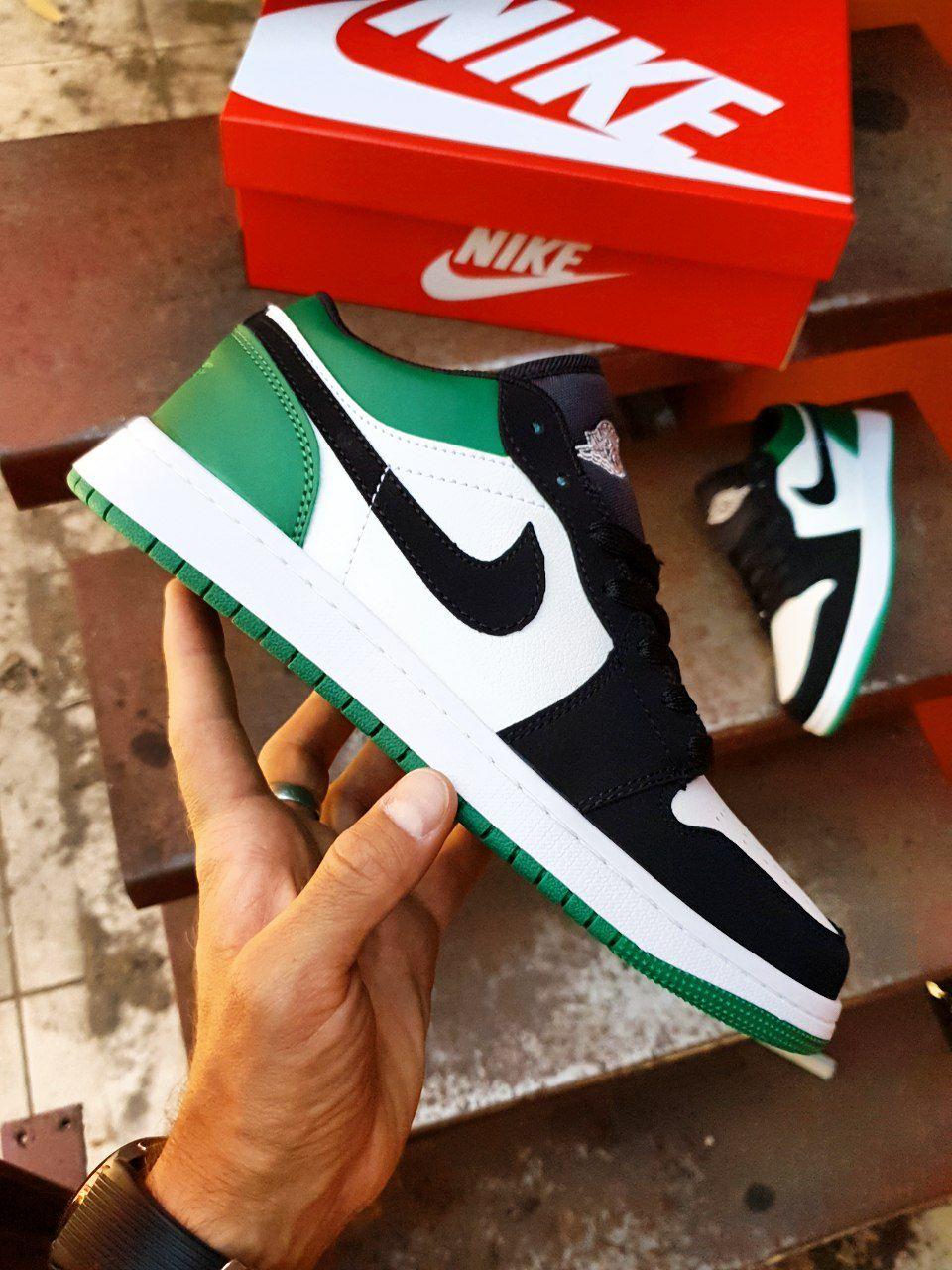 Nike Air Jordan Retro 1 Low Black White Green