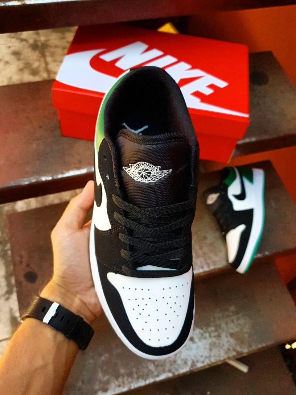 Nike Air Jordan Retro 1 Low Black White Green