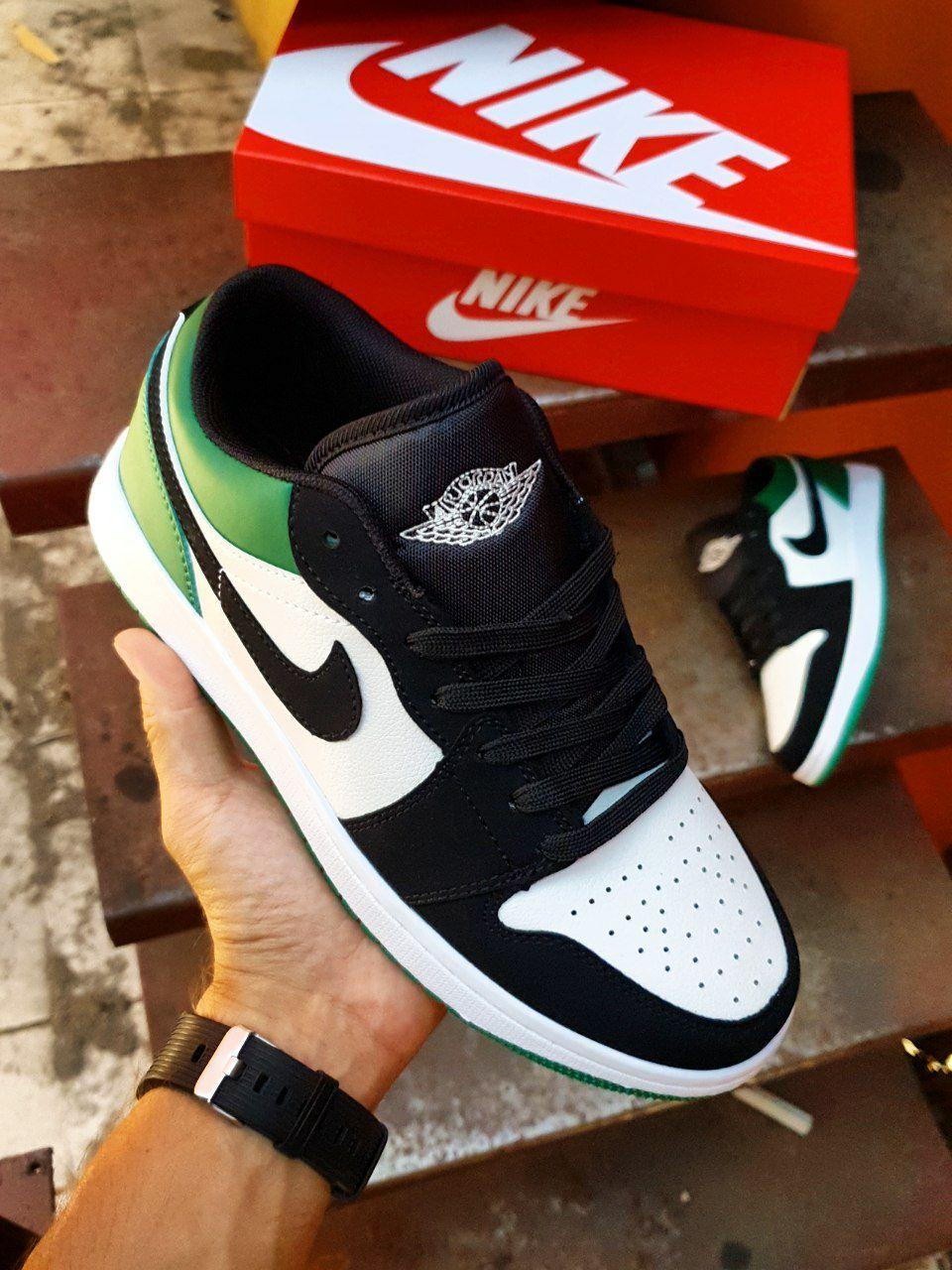 Nike Air Jordan Retro 1 Low Black White Green