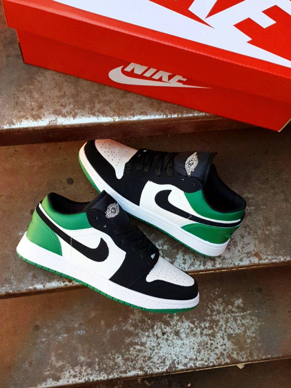 Nike Air Jordan Retro 1 Low Black White Green