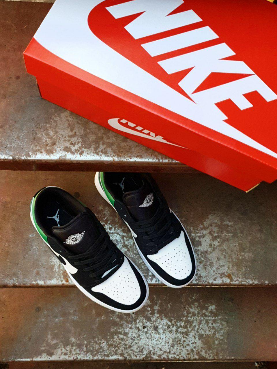 Nike Air Jordan Retro 1 Low Black White Green