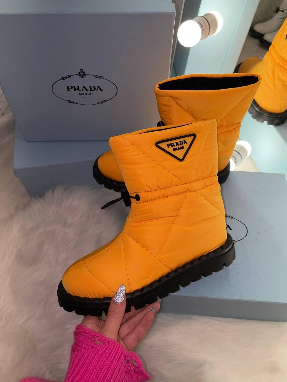 Prada Quilted Nylon Snow Boots Orange