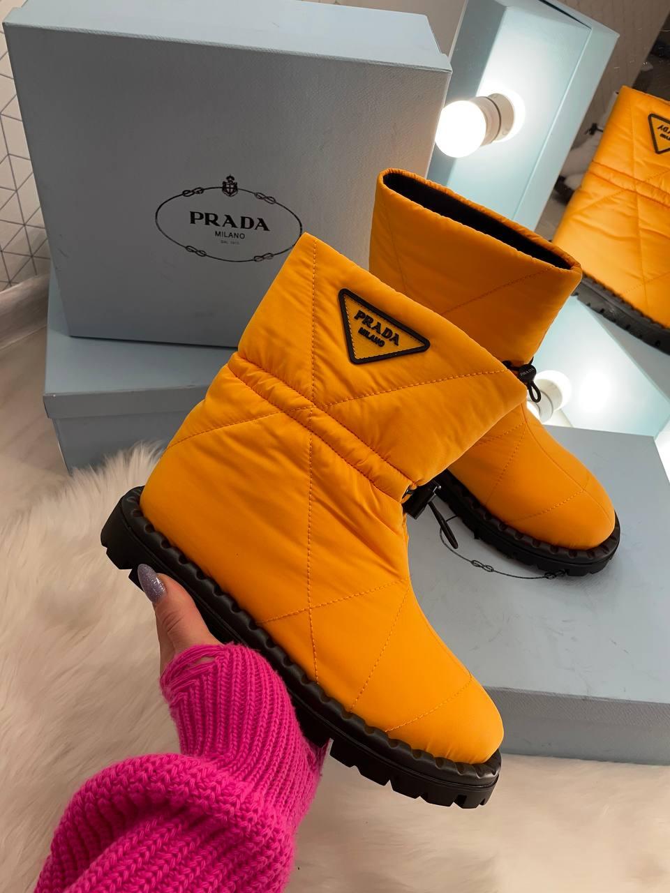 Prada Quilted Nylon Snow Boots Orange