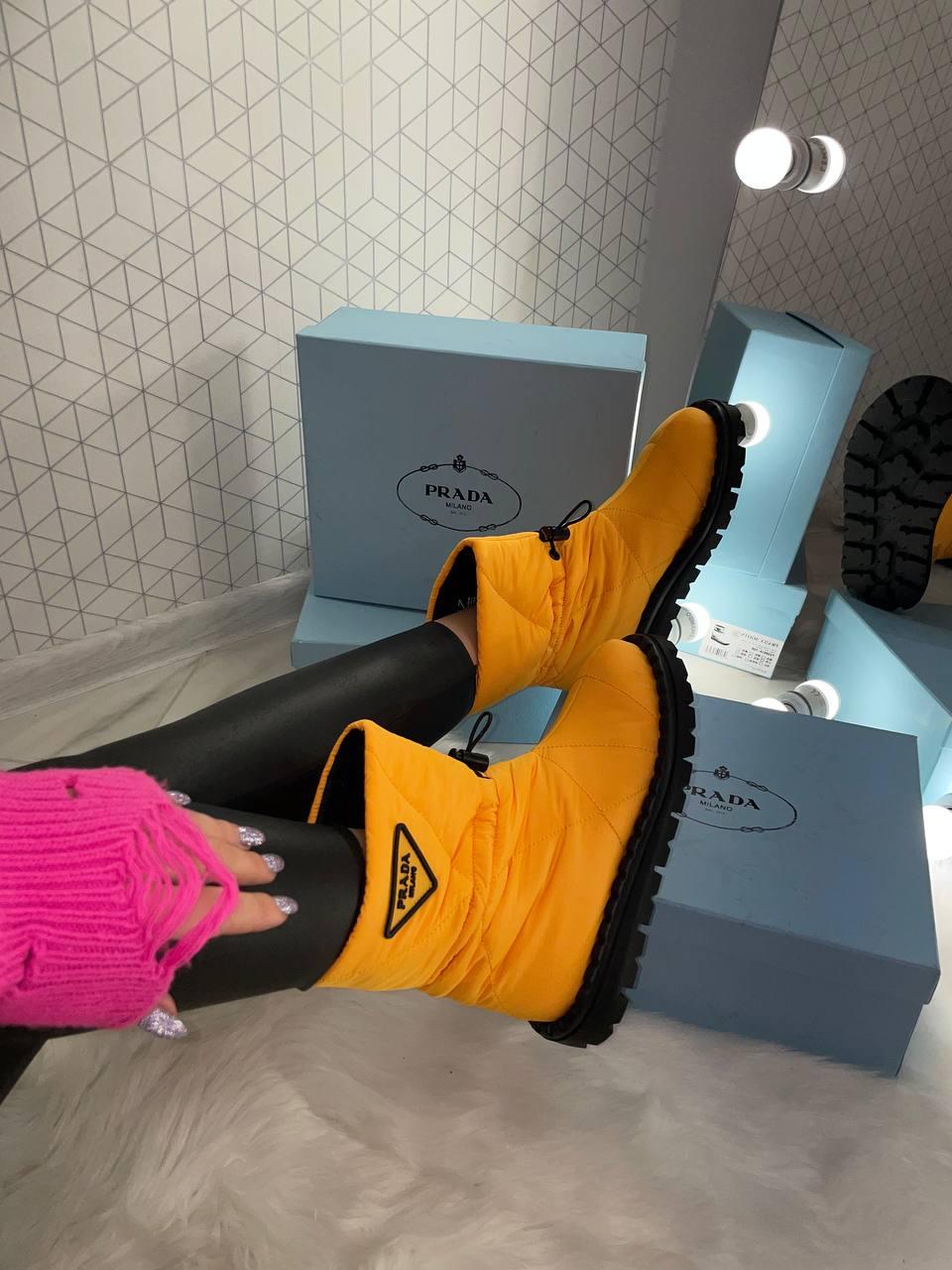 Prada Quilted Nylon Snow Boots Orange