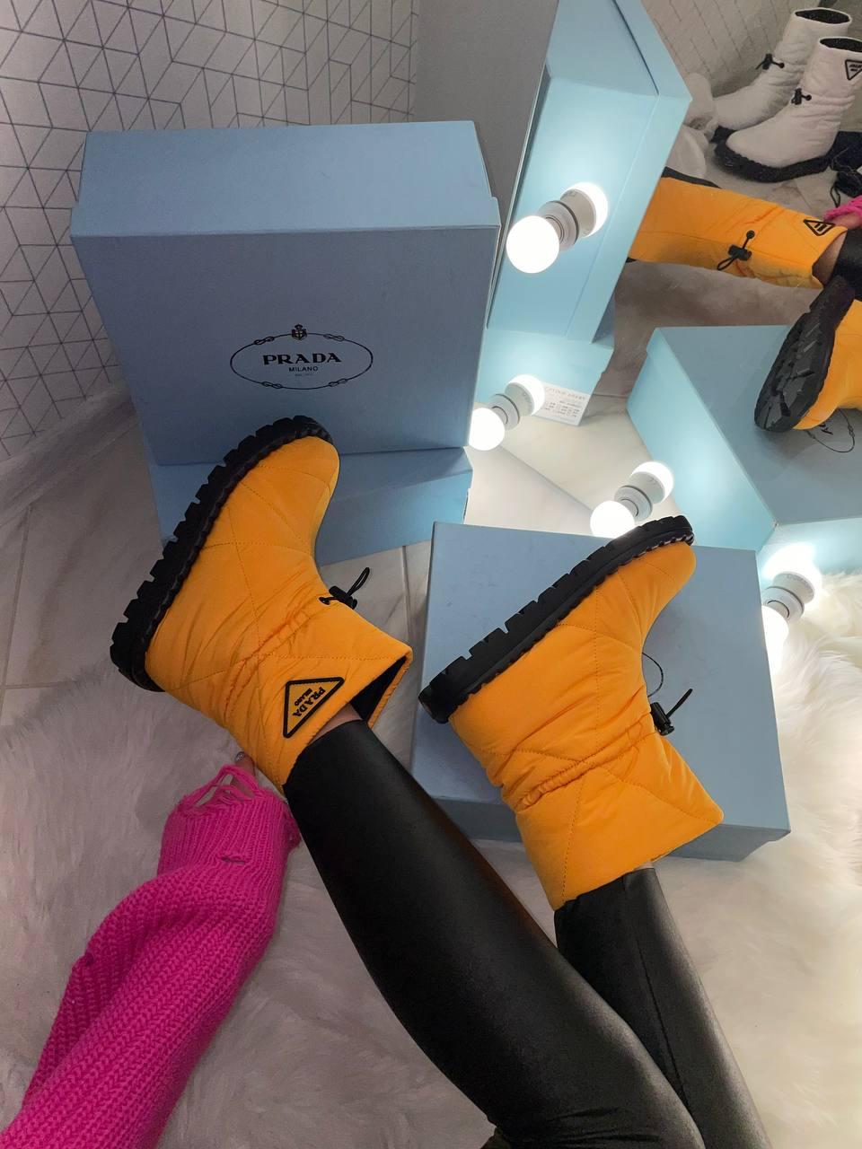 Prada Quilted Nylon Snow Boots Orange