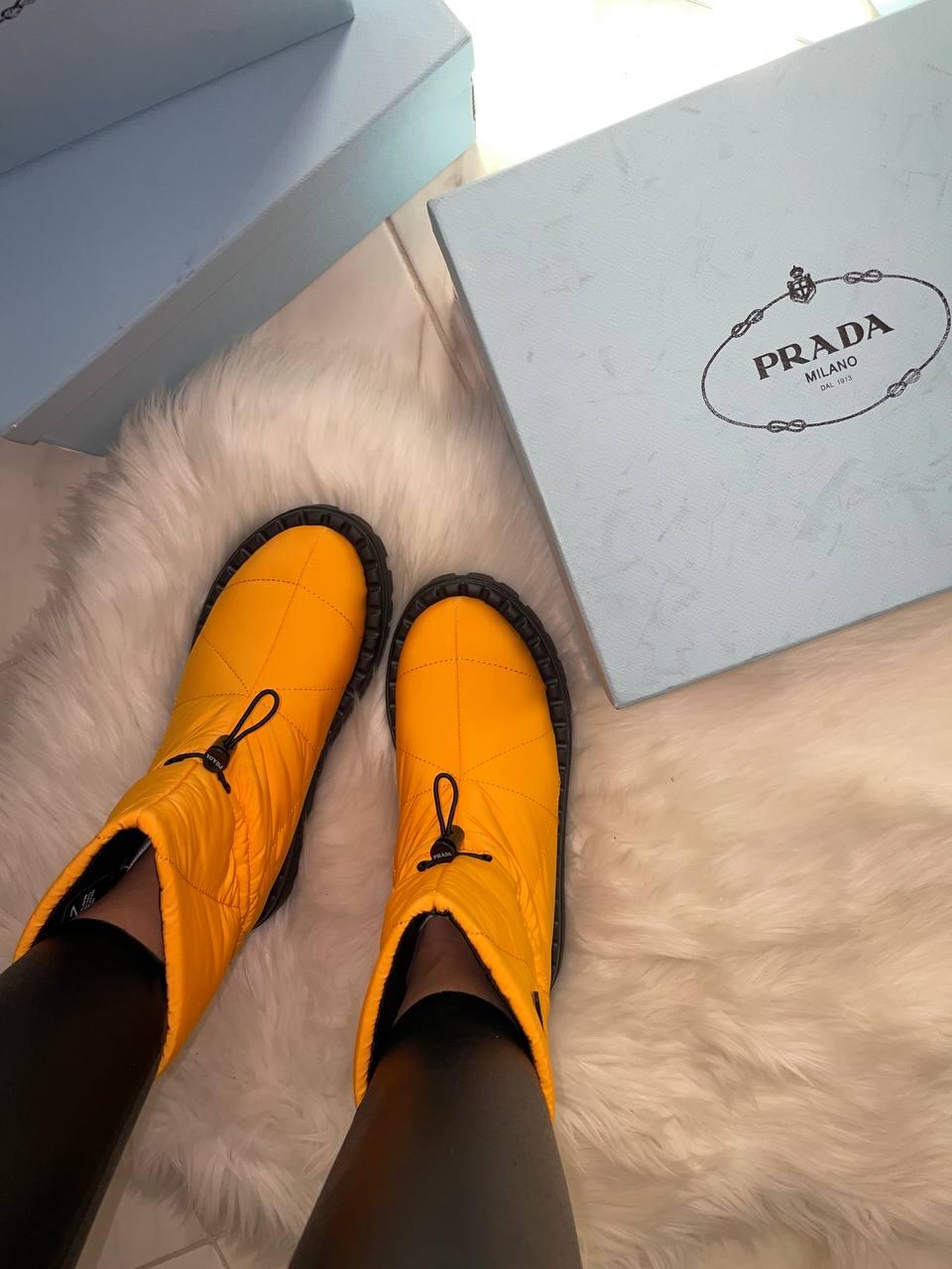 Prada Quilted Nylon Snow Boots Orange