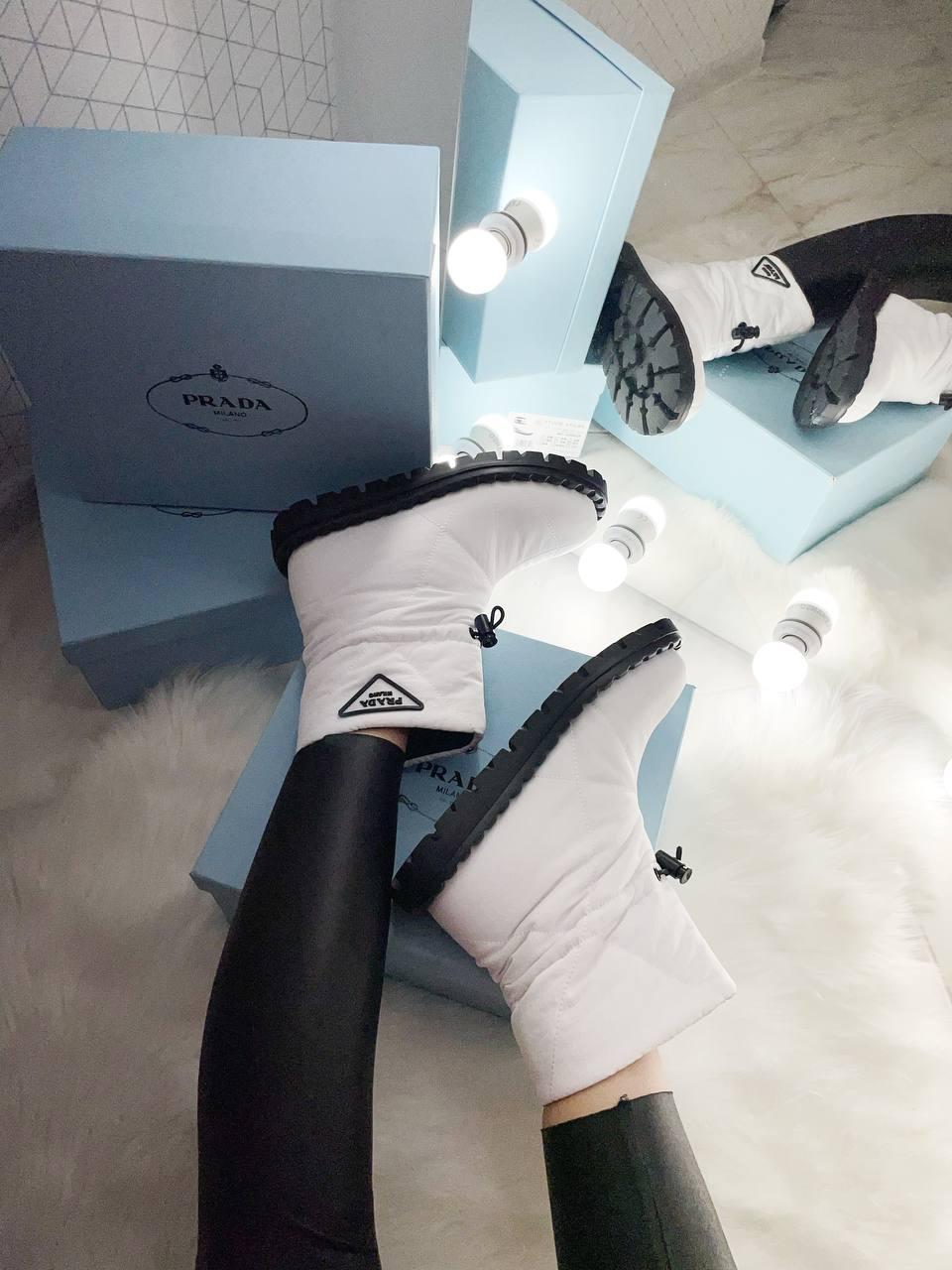 Prada Quilted Nylon Snow Boots White