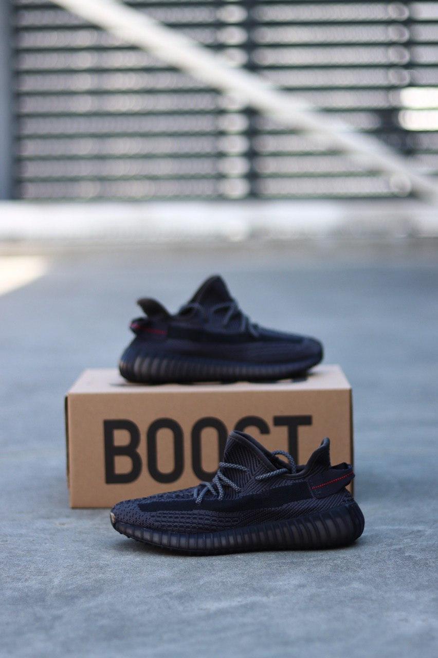 Adidas Yeezy Boost 350 V2 Black (Рефлективные шнурки)