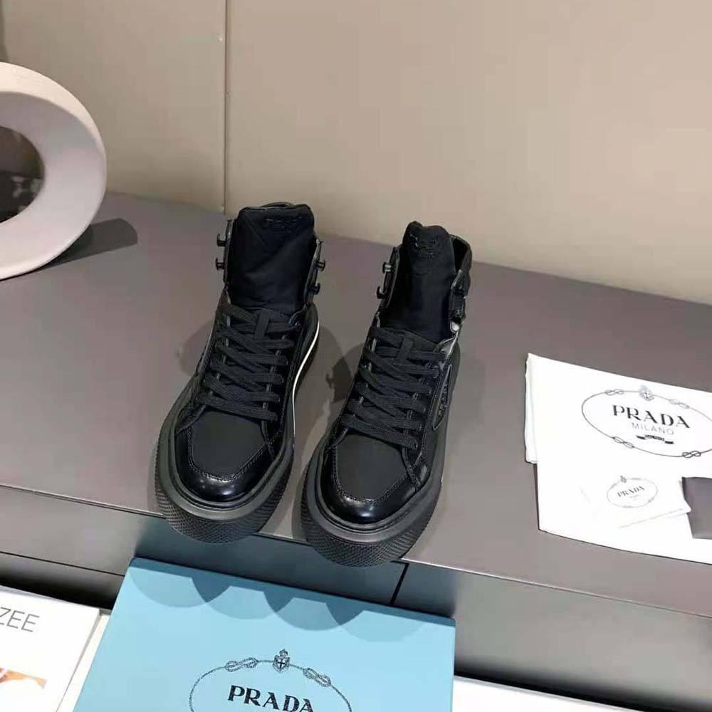 Prada Marco Re-Nylon and Brushed Leather High-Top