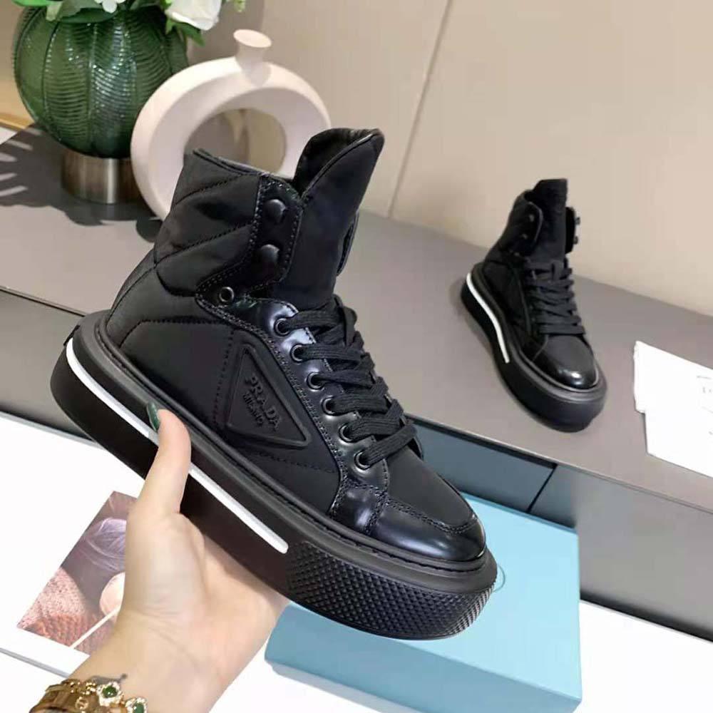Prada Marco Re-Nylon and Brushed Leather High-Top